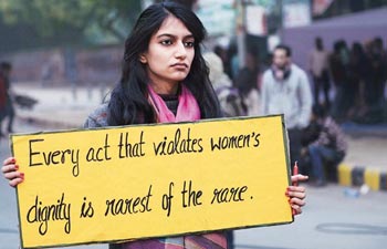 A girl protesting in Delhi