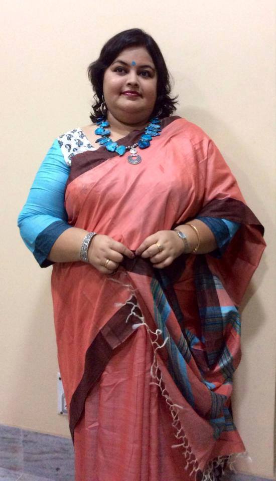 The highlight of this attire is the specially designed blouse.